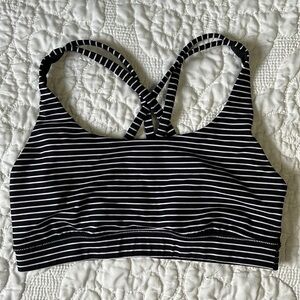 Lululemon black & white striped sports bra